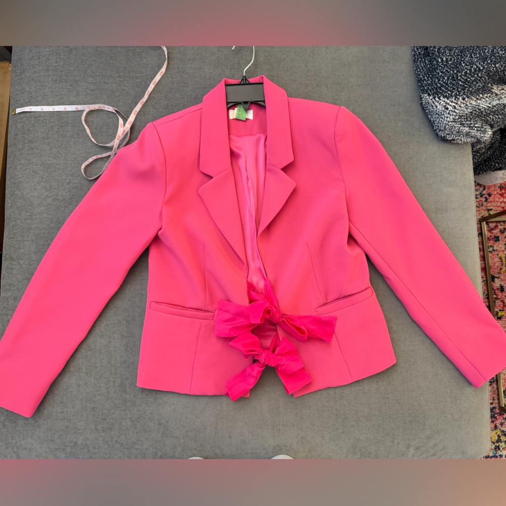 Anthropologie Maeve Hot Pink Ribbon Blazer